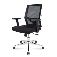 Кресло офисное Norden / Торонто LB / база хром / черный пластик / черная сетка / черная ткань