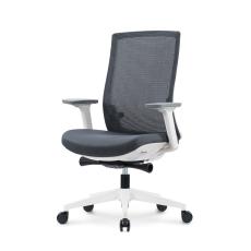 Кресло офисное Norden / Ruby LB / белый пластик / серая сетка / серая ткань