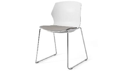 Кресло офисное пластик SOLE EM Jade9502/Пластик белый/Ткань серая