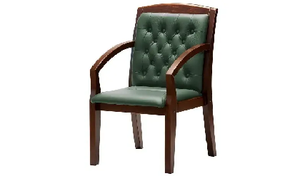 Кресло посетителя D Zurich Темн.Орех/Натур. кожа/Темн.Зеленый