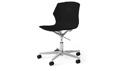 Кресло офисное пластик на колес. SOLE E4/Пластик черный/Крестовина хром