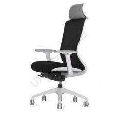 Кресло для руководителя с подголовником Winger III белый каркас ткань CW (черная/черная)