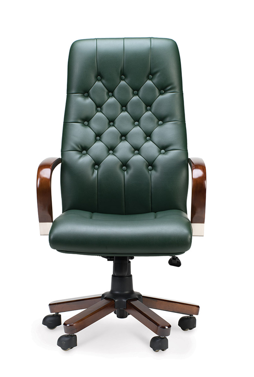 Кресло офисное Norden P2346-L09 leather / Честер / дерево / зеленая глянцевая кожа / мультиблок