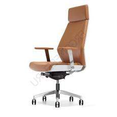 Кресло для руководителя с подголовником Coupe кожа, спинка лак белый  ZP/PU 