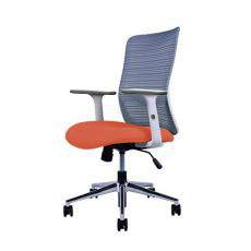 Кресло для персонала Olive с регулируемыми подлокотниками белый каркас ткань CW  (серая/оранжевая)