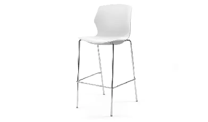 Кресло офисное пластик барное SOLE EM/Пластик белый/Ножки хром