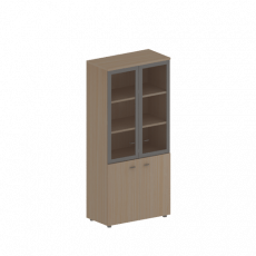 Шкаф для документов со стеклянными дверьми в рамке 90x46x197 ПФ 0783 Профи (Солнечный клен)