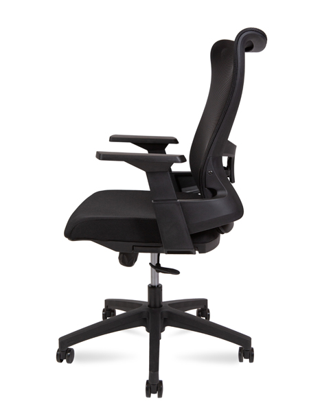 Кресло офисное Norden A3-M-LB(black) / Wave T LB / черный пластик / черная сетка / черная ткань