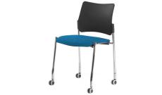 Кресло офисное без подл.на колес. Pinko SLW 58/Ткань голубая/Ножки хром